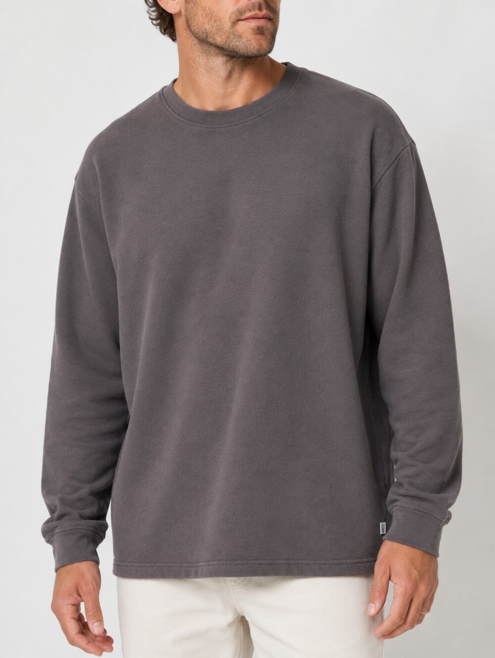 Wax London Hayden Textured Organic Cotton Long Sleeve Tee Dusty Mauve Men's XXL